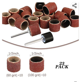 23pcs Nail Drill Bits Sanding Bands Sets Sandpaper Rolls 1/2 Inch Sand Mandrels Fit for Dremel Nail Drill Rotary Tools