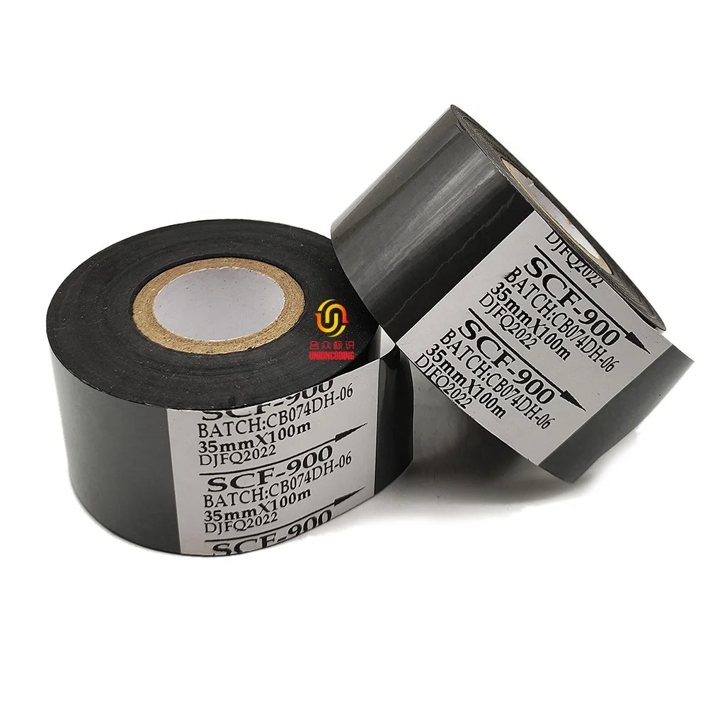 UNIONCODING 35mmx100m Hot Foil Ribbon for Coding Machine Black Ink Ribbon Roll  with Wholesaler Price