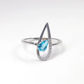 Wholesale Price Sterling Silver Vintage Wedding Rings Bezel Setting Rhodium Plated Natural Blue Topaz CZ Teardrop 925 Sterling