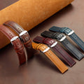 Luxury Designer Genuine Leather Watch Band 18 20 22 24 26mm Sport Oil Waxed Leather Strap With Quick Release Pin for Smart Watch