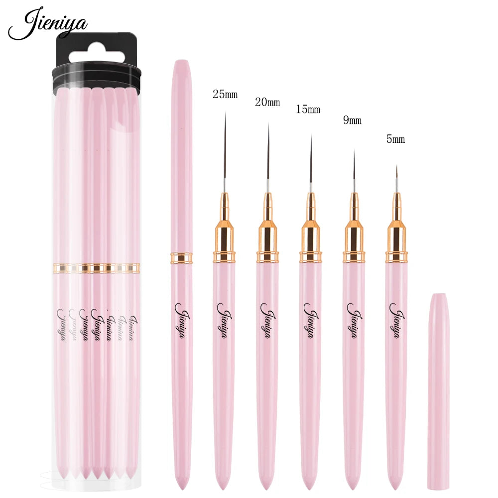 Nail Brushes Liner Detail Pink Metal Handle Nylon/ Kolinsky Hair Nail Art Brush Tool for Nail Art Striping Brush