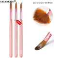 New #8 #10 #14 3Pcs Pink Nail Brush Set Crystal Carving Acrylic Nail Brush Metal Holder Painting Nail Art Brush