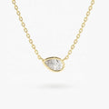 LOZRUNVE 925 Sterling Silver Gold Solitaire Pear Shape Necklace Fashionable Jewelry