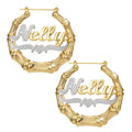 Qiuhan OEM OHRRINGE Stainless Steel Custom Two Color Bamboo Name Earrings