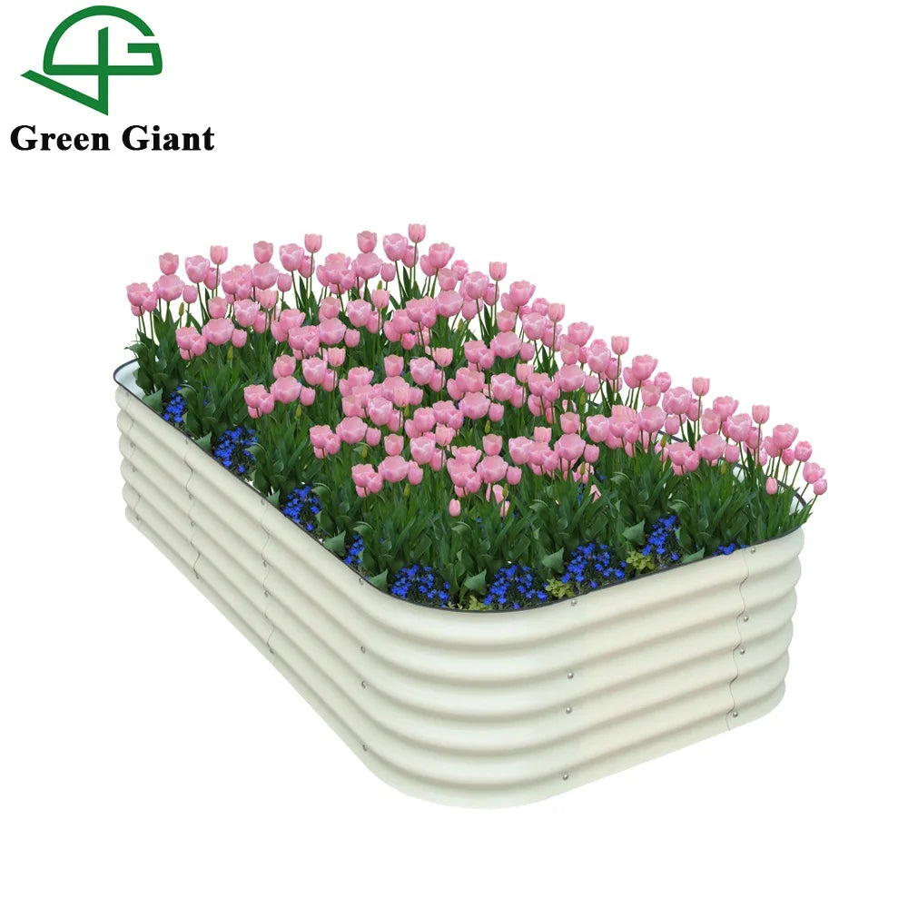 17" Tall 9 in 1 Outdoor Aluzinc Galvanized Planter Box Modular Corrugated Metal Garden Raised Bed Kit  for Vegetable Flower Herb