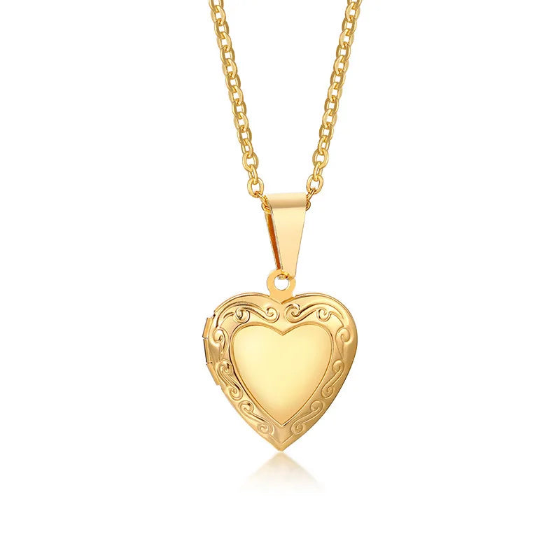 G724 Stainless Steel Jewelry Necklaces Gold Silver Pendant Love Heart Locket Necklace