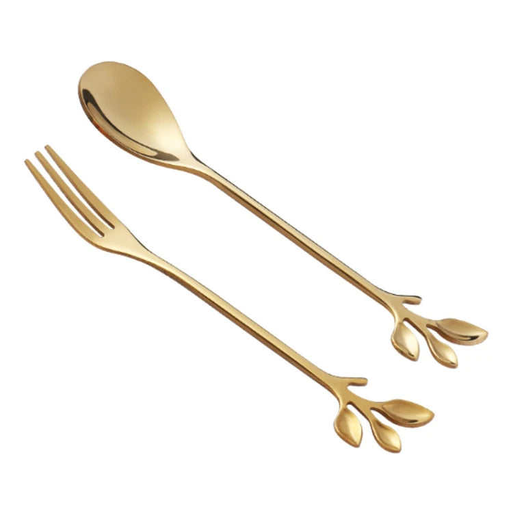 Factory Wholesale Hot Sale Creative Fruit Leaf Honey Bird's Nest Coffee Gift Stainless Steel Spoon Fork