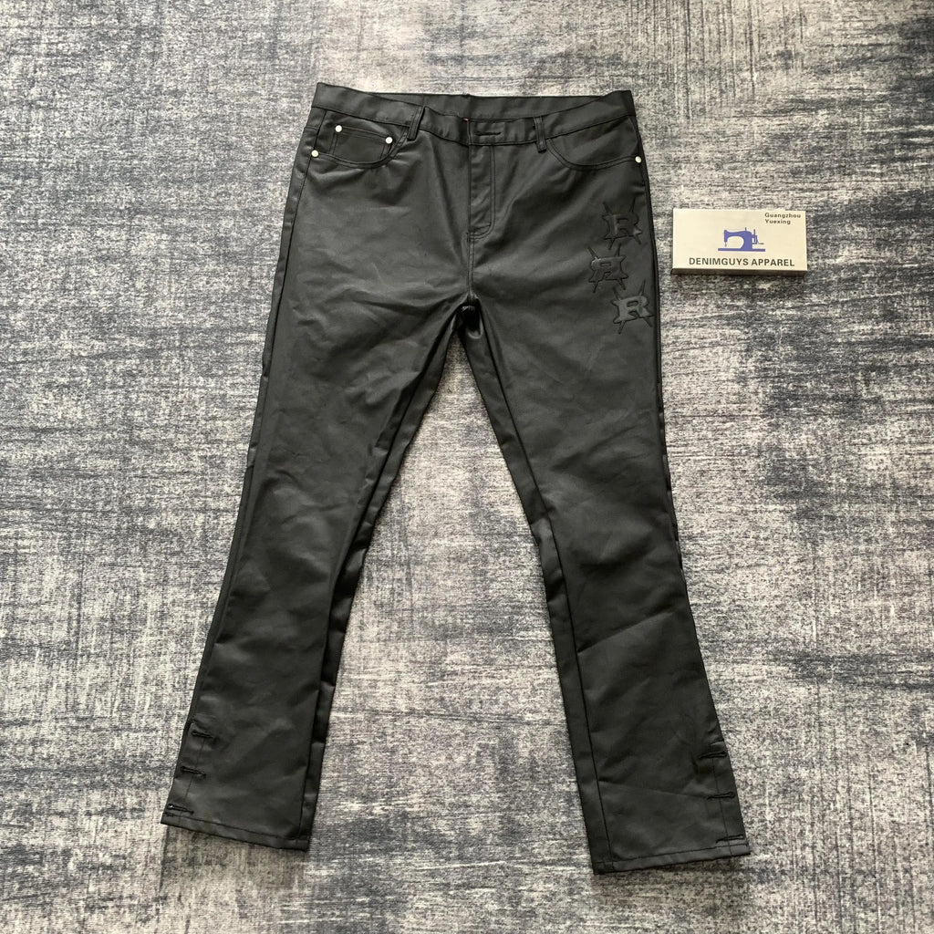DENIMGUYS Mid Waist 100% Cotton Non Stretch Foil Coated Waxed Denim Jeans Men