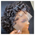 8 Inches Short Brazilian for Pixie Wig for Women Factory-Sold Transparent Lace Front Nature Color Curly Wigs Made From Hair
