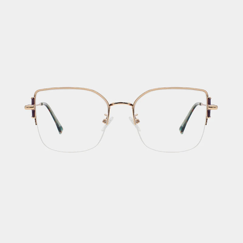 High Quality Solid Durable Metal Frame Women's Optical Eyeglasses Half Frame Retro Square Eyeglass Frames