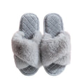 Fashionable Winter PVC slippers Plush Cross Floor Cotton Indoor Anti-slip Warm Plush slippers for Women