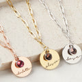 New Style Customization Paperclip Necklace With Zircon Gold Round Stainless Steel Custom Name Birth Flower Necklace