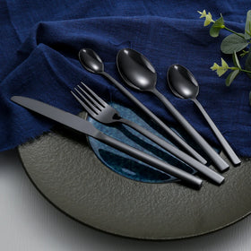 Custom logo Restaurant Dinnerware Luxury Wedding Flatware Set Stainless Steel Black Cutlery Set with Square Handle