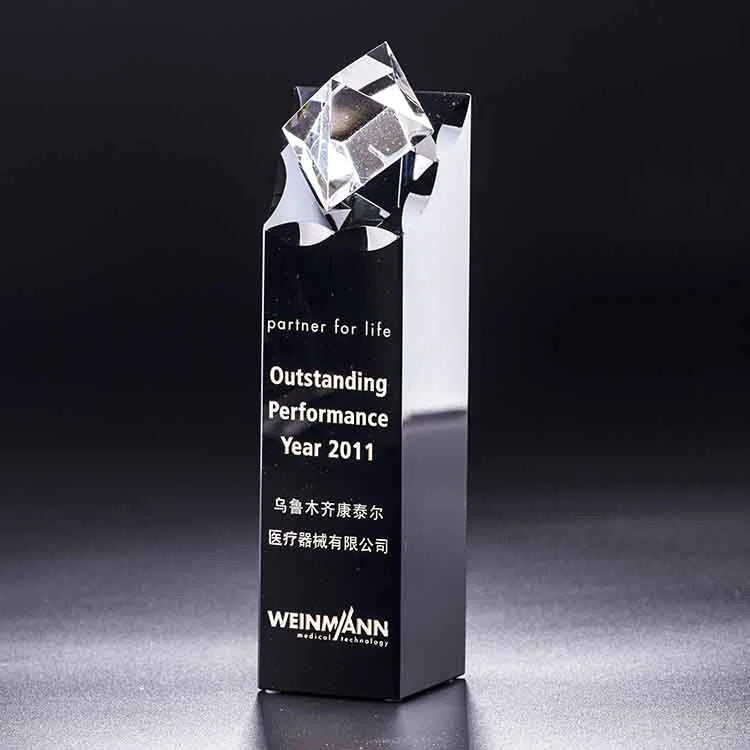 2025 Customized Diamond Crystal Plaque Glass Trophy Award Hot Sale with Laser and UV Printing