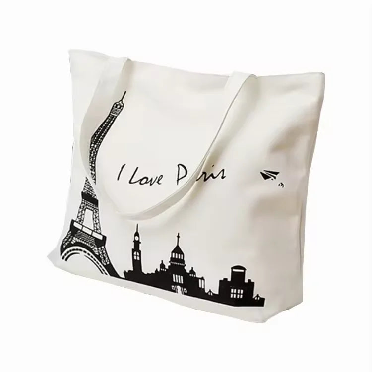 Eco-Friendly Custom Soft Cotton Tote Bag Zipper Shoulder Closure Long Handle Custom Logo Color Size Available-Charming Brand