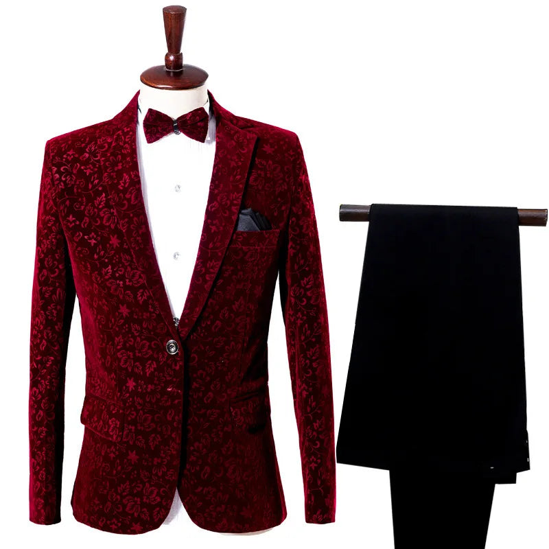 Light Blue Custom Suit Velvet Embroidery Made to Measure Wedding Men Tuxedo Host Costume Singer Photo Taking Velvet Suit