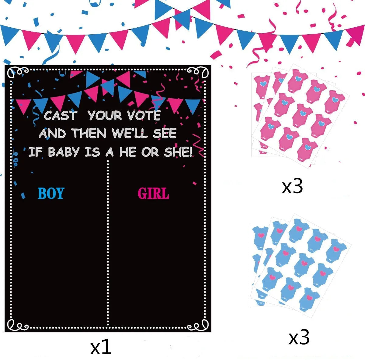 Gender Reveal Games 54 Voting Party Board With Voting Stickers Boy or Girl Gender Reveal Party Supplies for Gender Reveal Game