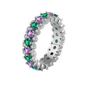 NEW Wholesale Elegant Jewelry 925 Silver Bridal Green&Purple CZ Diamond Rings Rhodium Plated Diamond Eternity Ring