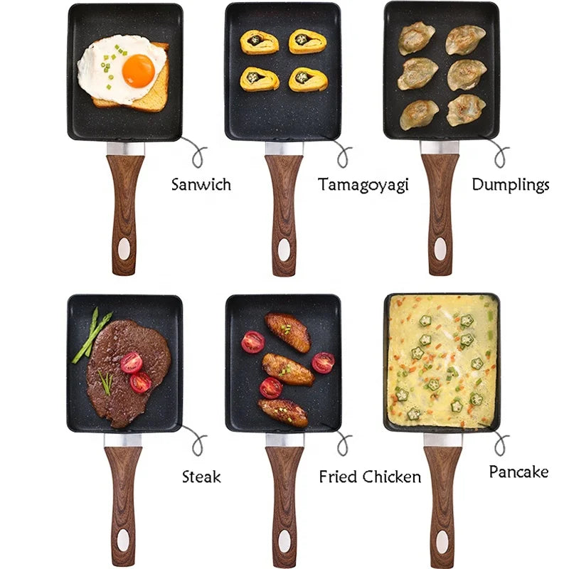 Japanese Aluminum Alloy Melaleuca Coat Tamagoyaki Omelette Pan Non-Stick Frying Pan for Egg Pancake Cookware Maifan Stone