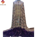 New Design Sparkle Sequins 3D Embroidery Tulle Lace Fabric Luxury Hand Made Beaded Lace Fabric With Feather for Party Dress