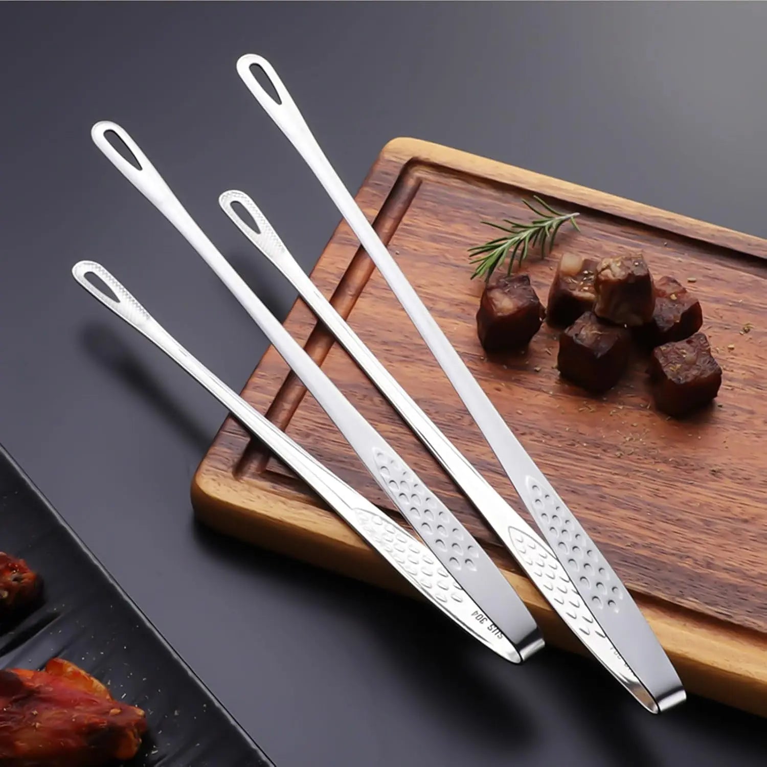 Korean BBQ Clip 304 Stainless Steel Long Food Tongs Buffet Barbecue Clamp Cooking Tweezer Tong for Steak Salad