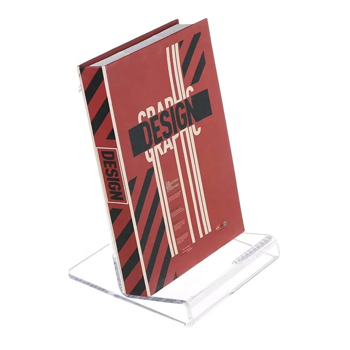 Custom Eco-Friendly for Acrylic Book Stand Clear Tablet Holder with Ledge Bookshelf Display Accessory for Indoor/Outdoor Use