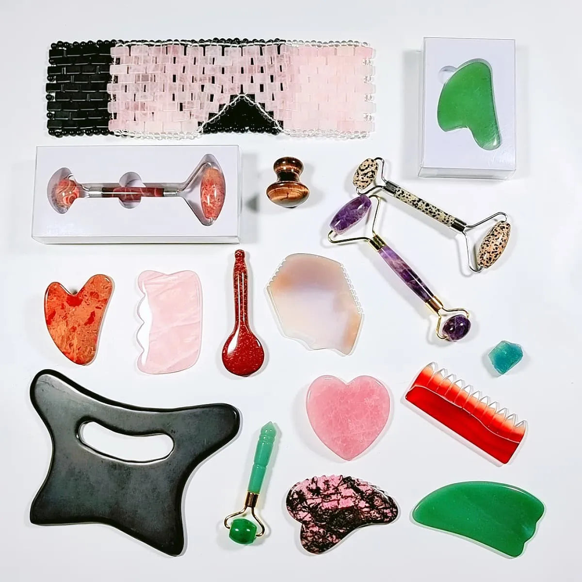 2026 Gem 100% Natural Stone Gua Sha Tool Massager 3 Points Gemstone Guasha Boards Jade Guasha Board For Massage health and beauty
