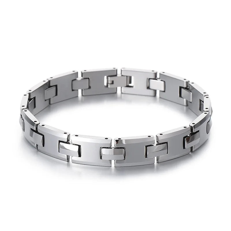 New Style Fashion Simple High Polished Stainless Steel Chain Tungsten Bracelet for Men Women Jewelry Gift Customize