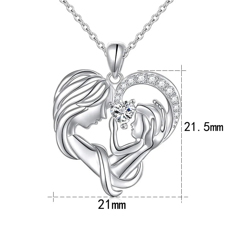 Wholesale Rhodium Sterling Silver S925 Heart Zircon Cubic Pendant Necklace for Women's Engagement Wedding Anniversary Party