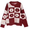 Custom OEM & ODM Women Sweater Long Sleeve Jacquard Knitwear Crew Neck Women Clothes Knit Top Winter Knitted Sweater for Women