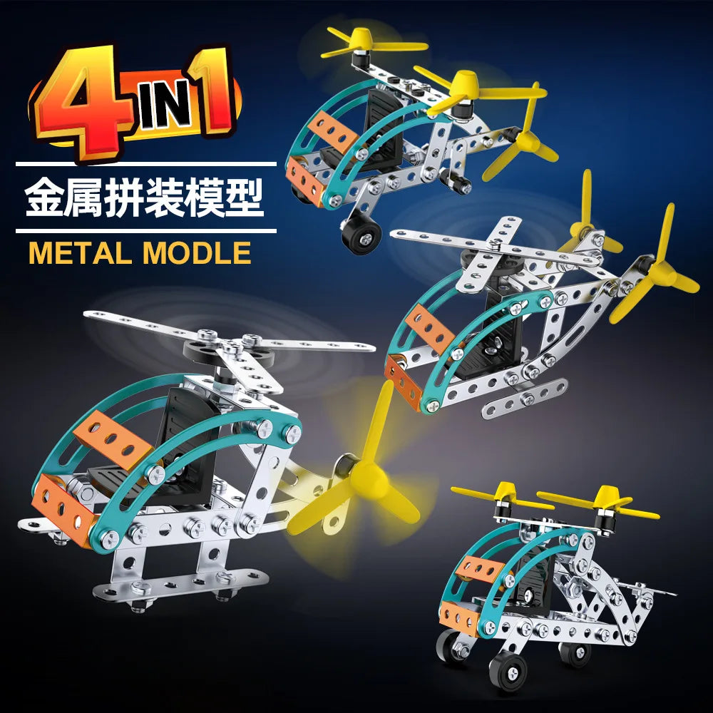 Mechanical Metal 3D Puzzle Metal Crafts Assembly Building Model Kits Aircraft Helicopter STEM DIY Puzzle for Kids Adults