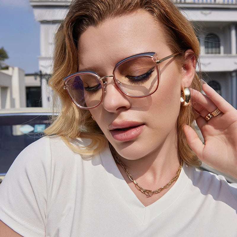 82159 New Custom Logo Fashion Ladies Optical Frame Colorful Frame TR Round Frame Anti Blue Light Glasses Women Eyewear