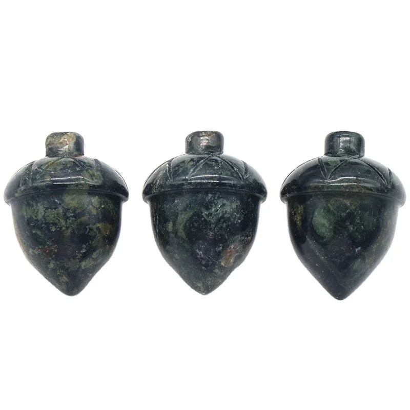 HZ Natural Bird's Eye Stone Hazelnut Ornaments Fancy Fasper Pine Nuts Carved Home Decoration Crystal Crafts for Christmas