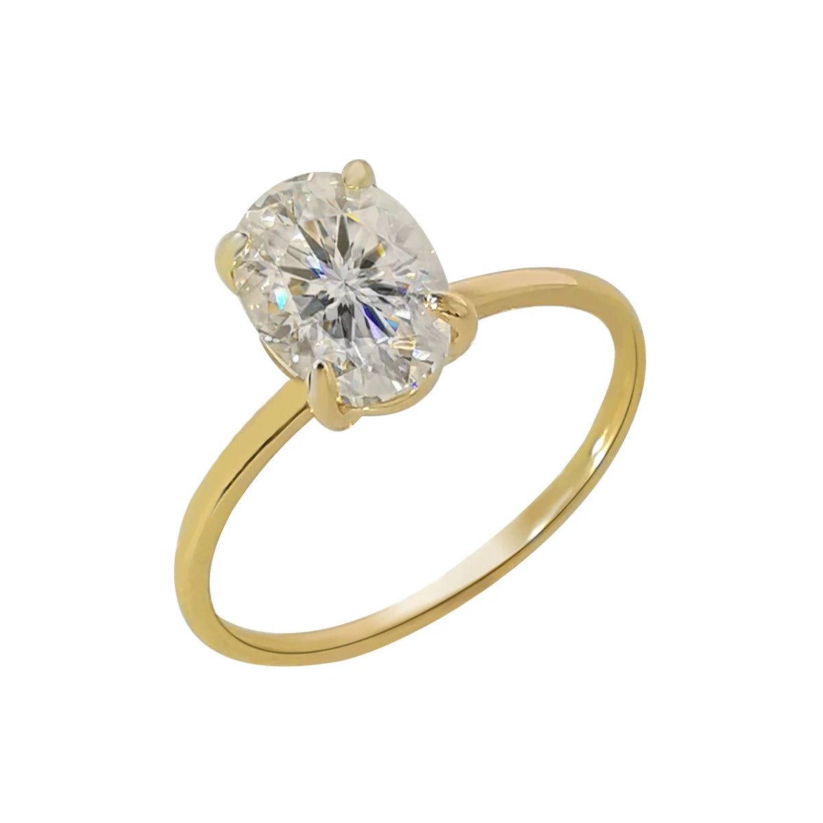 Hot Sale 1.80CT Oval Moissanite Diamond Rings 14K Solid Gold Engagement Wedding Fine Jewelry Classic Ring