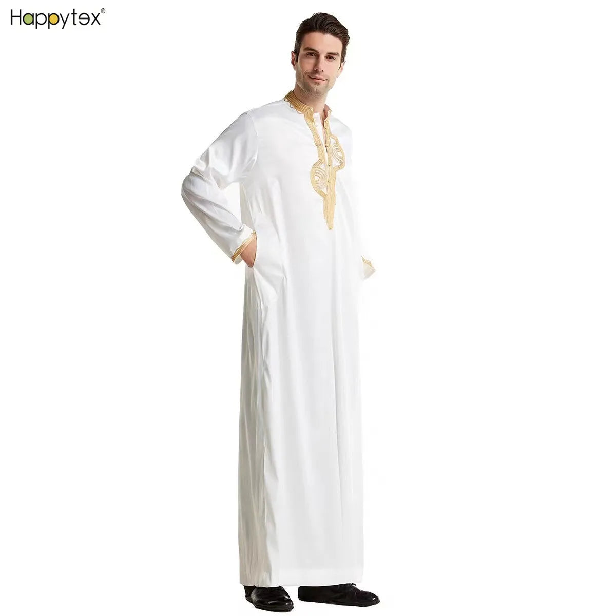 Muslim Stand Collar Robe Islamic Ethnic Clothes Saudi Arabia Traditional Costumes Muslim Dress for Men for Arab Middle East