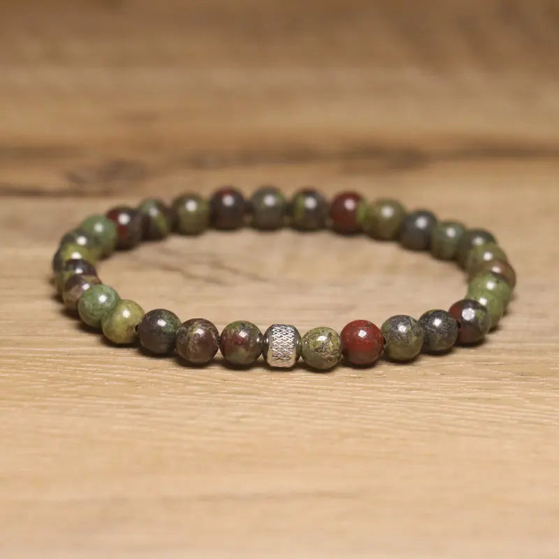 Wholesale 6mm Dragon Blood Stone Beaded Elastic Bracelet Boho  Natural Healing Crystal Spiritual Adjustable Handmade Bracelet
