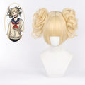 Wholesale Perrque Cosplay 30cm Short Beige  Himiko Toga Wig Synthetic Anime Cosplay Wigs 2Ponytails