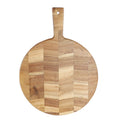 End Grain Acacia Wood Round Cutting Board with Handle Pizza Paddle Cheese Fruits Vegetables Bread Charcuterie  Serving Board