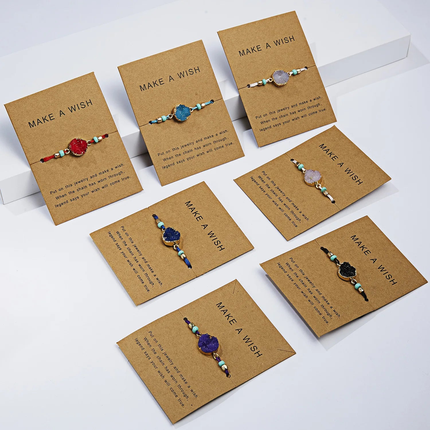 Multi-color Natural Birthday Gift Stone Charm Bracelet Women Men Lovers' Wish Inspired Jewelry Adjustable Pulseras Bracelet