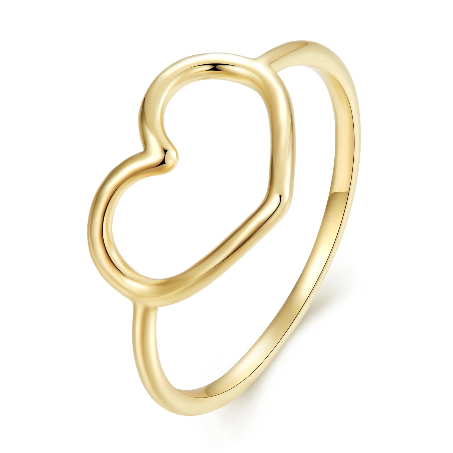18K Gold 925 Sterling Silver Simple Minimalist Heart Finger Rings for Women Wedding Statement Valentine's Gift Ring SCR641
