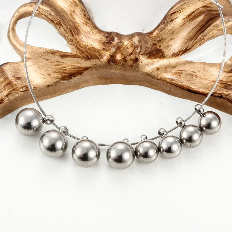 5mm Stainless Steel Mirror Round Bead Pendant Simple Spacers Round Ball Beads With Top Ring for Jewelry Making