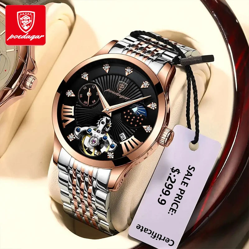 Quartz Watch POEDAGAR New Fashion Casual Stainless Steel Men's Watch Top Brand Luxury Sport Wrist Luminous Waterproof Quartz Men