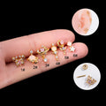 HENGSEN Cute Pink Butterfly Moon Young Girls Cartilage Earrings Tragus Hliex Piercing Jewelry Women Stud Earring
