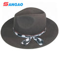 Wholesale Large Brown Cowboy Hard Hat Fedora Wool Felt Unisex Adjustable Four Seasons Casual Logo Option