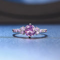 Fashion Round Purple Zircon Ring Silver Plated Copper Zircon Wedding Promise Ring for Women
