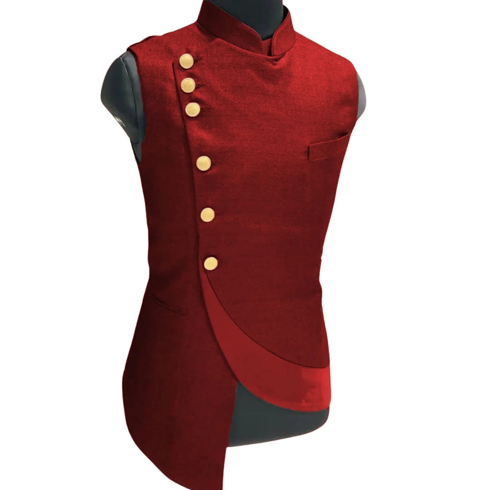 Stylish Irregular Design Red Men Waistcoat Custom Made Casual Outdoor Wear Men's Vests & Waistcoats Inner Jacket