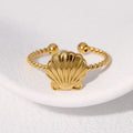 Beimai OEM Ring Summer Beach Shell Shape 18K Gold Plated Stainless Steel Ring