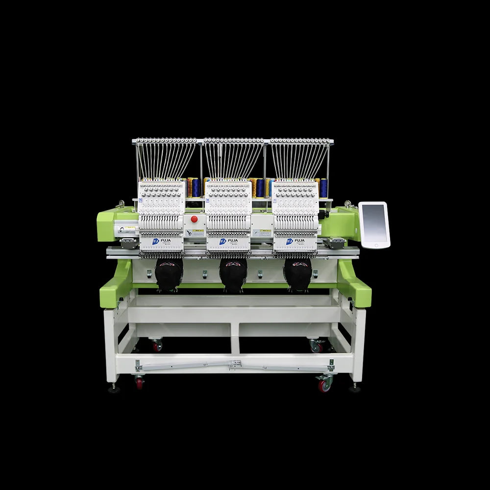 Three Heads Touch Screen 12 15 Needles Computerized Hat Apparel Embroidery Sewing Machine