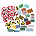 New Round Warning Traffic Forbid Board Triangle Fire Sign Rectangle Guidepost Road Indicator Iron on Embroidery Fabric Patches