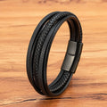 19cm 21cm 23cm Handmade MultiLayer Braided Genuine Leather Rope Bracelet Magnetic Buckle Cuff Bangle Jewelry for Men